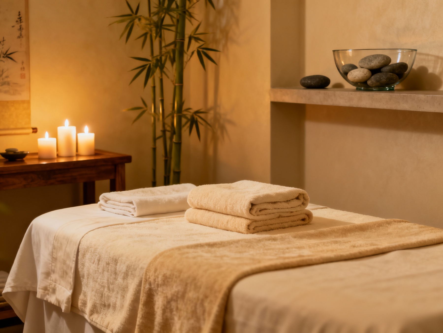 Acupuncture needles and calm wellness imagery